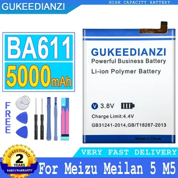 Преносимото батерия GUKEEDIANZI BA611 за Meizu Meizy, M5, M611H, M611Q, M611M, Батерия с Голям капацитет с безплатни инструменти, 5000 mah