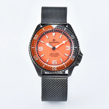 Мъжки часовник серия PARNSRPE SK007 NH35Movement Със супер ярък светящимся циферблат В Една трета от Сиво-оранжево безеля С автоматични механични часовник