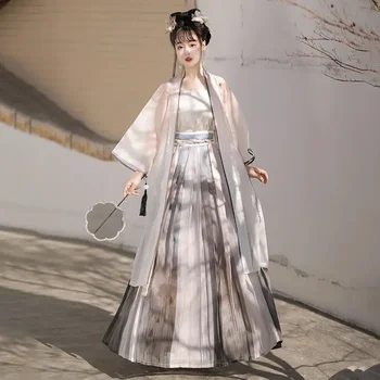 WATER Song Dynasty Обновен женски китайски традиционен женски костюм Hanfu Рокли Woman Daily Ориенталски стил Пролет Лято