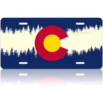 Регистрационен номер с флага на щата Колорадо, Реколта делото регистрационен номер, персонализирующая предните регистрационни номера, от неръждаема стомана, защитен от корозия.