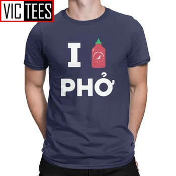 Мъжки тениски I Love Sriracha Pho 100 Памучни Тениски Премиум-клас С Суповой Юфка Food Love Viet, Тениски С Пунни-Юфка, Върхове за възрастни
