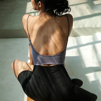 Женски сутиен, повдигащ за фитнес, жилетка за бягане, секси върхове с подплата за йога, Камизола