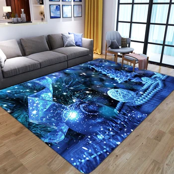 3D Сини Страхотна Коледна украса за дома Килими за хола Спални Удобен килим Меки постелки за пода Подложка за пране Голям